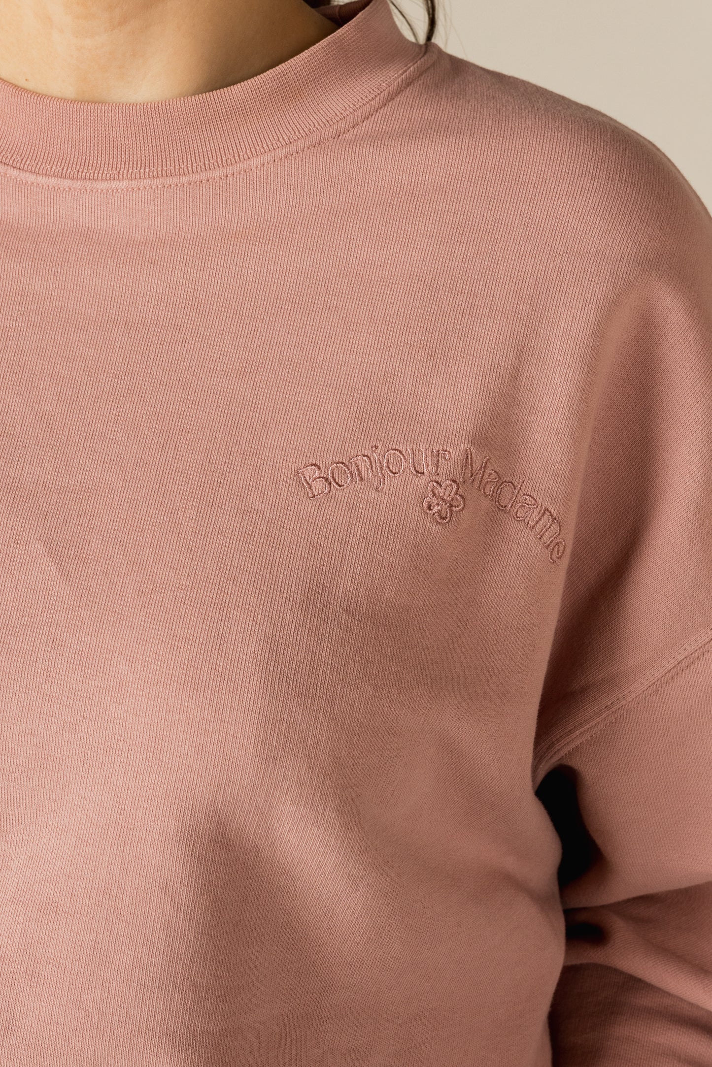 Sweatshirt Bonjour Madame - Dusty Rose