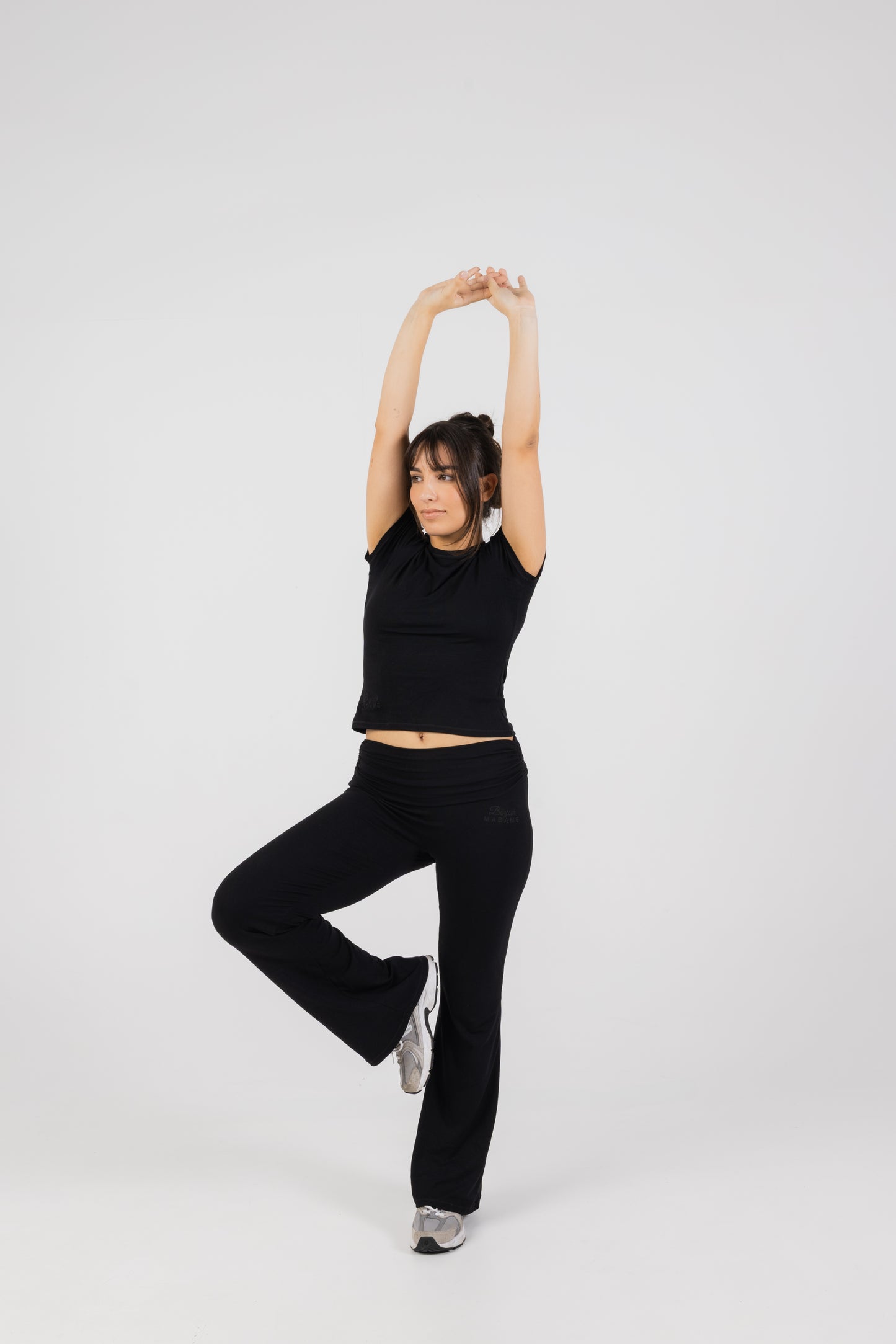 Calças Yoga de Cintura Dobrável - Preto